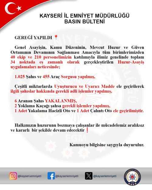 kayseri-il-emniyet-mudurlugunden-kapsamli-huzur-asayis-uygulamasi-ilde-40-ekip-ve-210-personel-toplam-34-noktada-es-zamanli-denetim-yapti