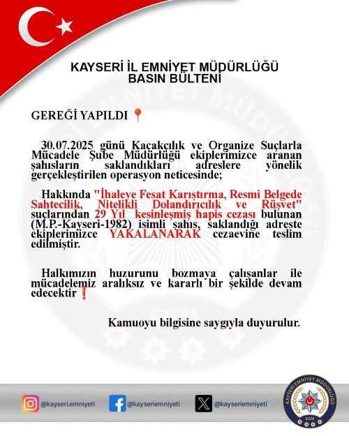 kayseride-ihaleye-fesat-sahtecilik-dolandiricilik-ve-rusvet-suclarindan-29-yil-kesinlesmis-hapis-cezasi-bulunan-mp-saklandigi-adreste-kiskivrak-yakalandi