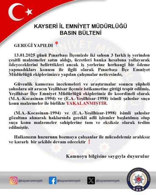 pinarbasi-ve-yesilhisarda-is-yerlerini-hedef-alan-dolandiricilar-emniyetin-hizli-takibiyle-suc-malzemeleriyle-birlikte-yakalandi