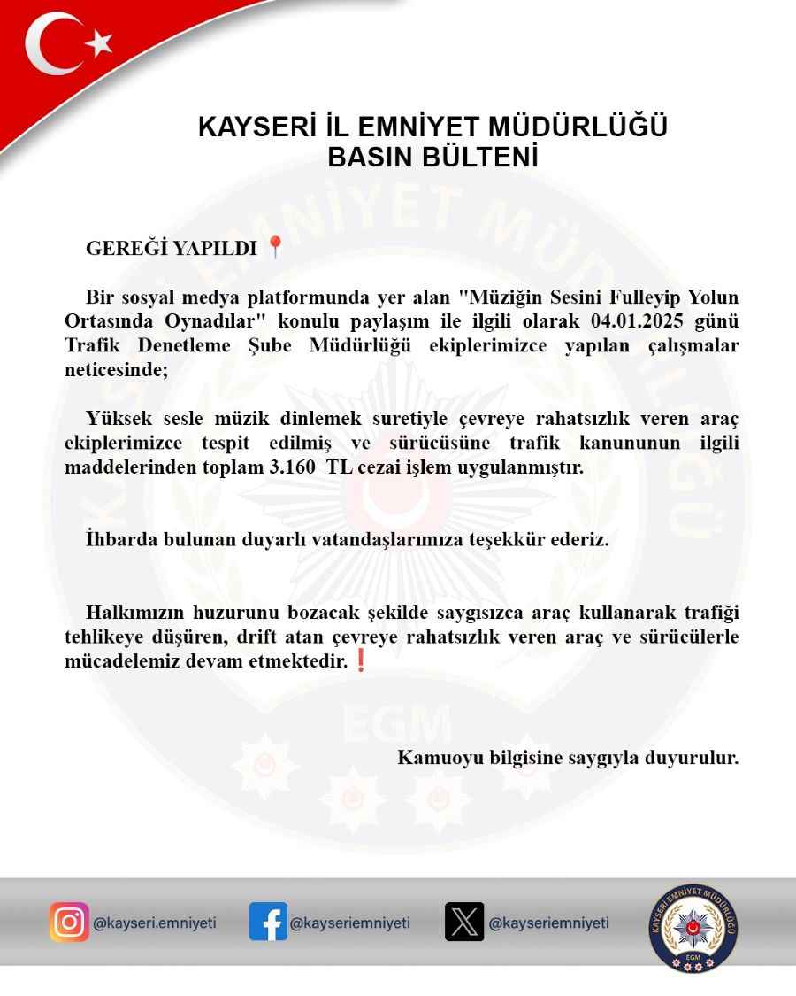 trafik-denetleme-sube-mudurlugu-ekipleri-yuksek-sesle-muzik-dinleyerek-cevre-huzurunu-bozan-surucuyu-tespit-etti-soz-konusu-surucuye-trafik-kanununun-ilgili-maddeleri-uyarinca-toplam-3160-tl-para-cezasi-uygulandi