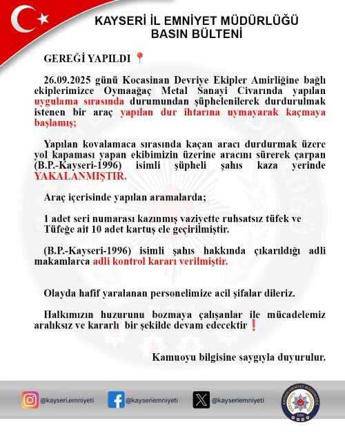kayseride-polis-uygulamasinda-nefes-kesen-kovalamaca-yasandi-dur-ihtarina-uymayan-supheli-ekiplerin-uzerine-aracini-surdu-aractan-ruhsatsiz-tufek-ve-10-mermi-cikti