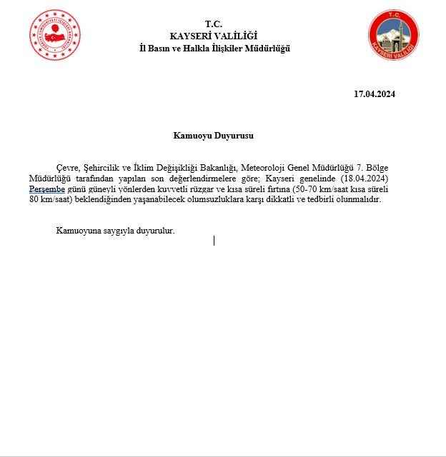 kayseri-valiligi-kayseri-genelinde-yarin-kuvvetli-ruzgar-ve-kisa-sureli-firtina-uyarisi-yaparak-vatandaslarin-olumsuzluklara-karsi-tedbirli-olunmasi-gerektigini-ifade-etti