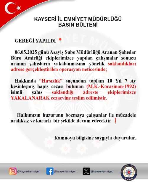 kayseri-il-emniyet-mudurlugu-asayis-sube-mudurlugu-aranan-sahislar-buro-amirligi-ekipleri-hakkinda-kesinlesmis-hapis-cezasi-bulunan-bir-sahsi-yakaladi