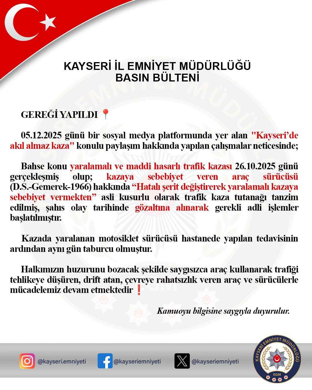 hatali-serit-degistirerek-motosikletliye-carpan-arac-surucusu-gozaltina-alinirken-yaralanan-motosiklet-surucusu-tedavisinin-ardindan-taburcu-edildi