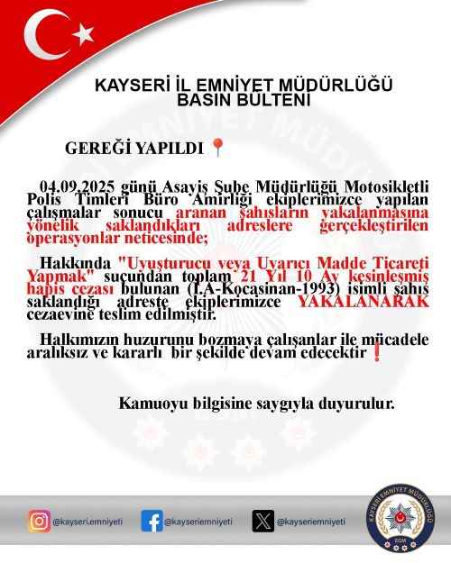 kayseri-asayis-sube-mudurlugu-ekipleri-hakkinda-21-yil-10-ay-hapis-cezasi-bulunan-iayi-saklandigi-evde-yakalayarak-cezaevine-teslim-etti
