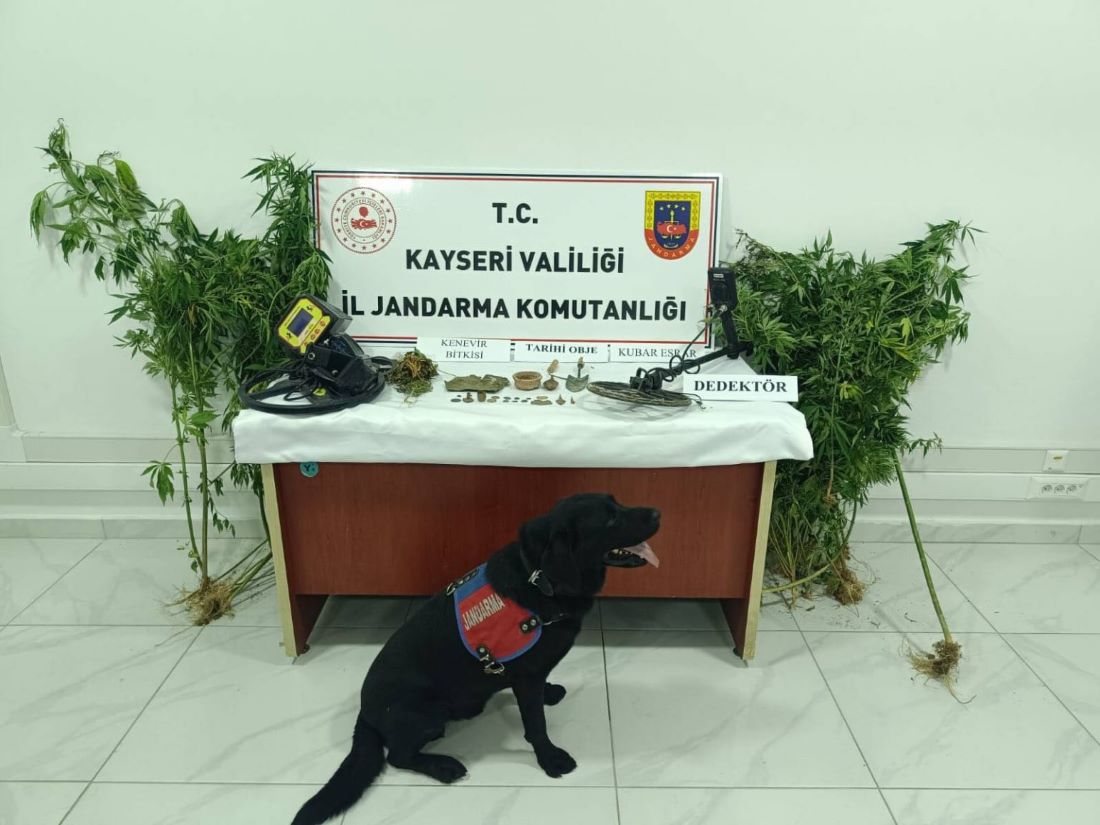 Kayseri İl Jandarma Komutanlığı ekipleri, Develi ilçesinde düzenlenen operasyonda uyuşturucu madde ve tarihi eser ele geçirdi.