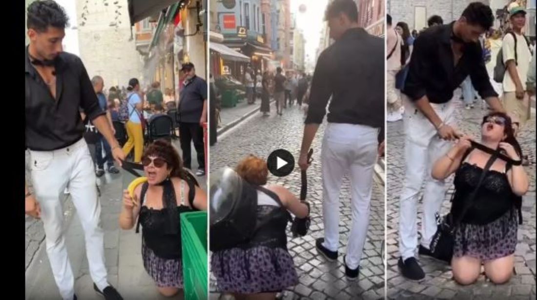 İstanbul Sondakika...  İnsanlık dışı görüntüler bu kez Beyoğlu’ndan geldi! İstanbul Beyoğlu’nda skandal görüntü! Bir adam, genç kadının boynuna tasma takıp sokakta gezdirdi! Görüntüler sosyal medyada infial yarattı. 2 şahısta tutuklandı