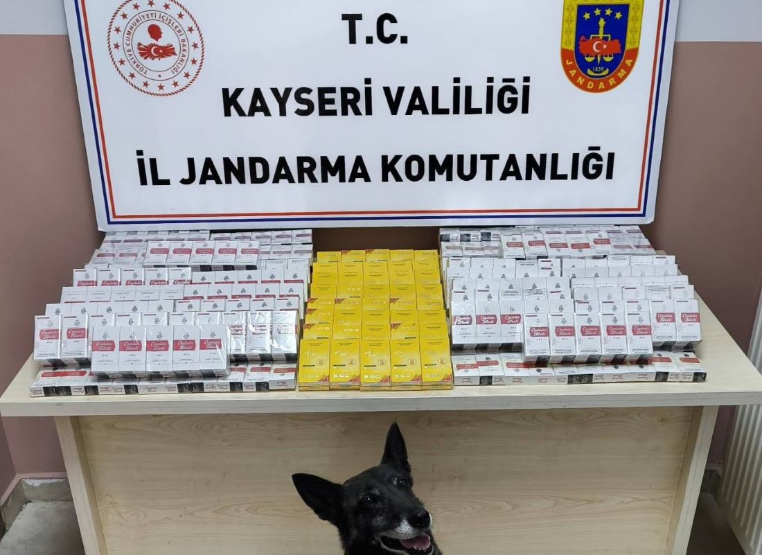 Jandarmanın yol kontrolünde durdurduğu tırda çay ve tütün tespit köpeğinin tepki vermesi üzerine 630 paket bandrolsüz sigara bulundu.