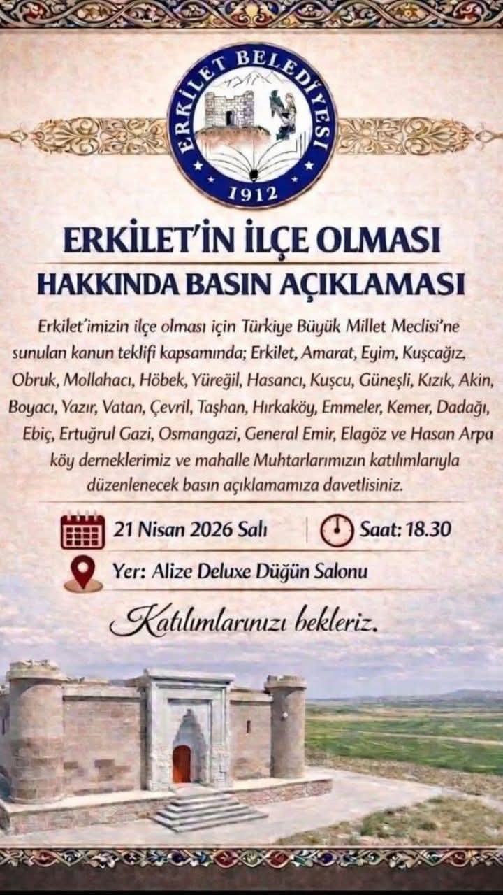 Erkilet İlçe Olma Yolunda Kenetlendi: 30 Muhtar ve Derneklerden Dev Zirve