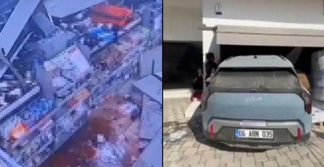 Muğla'da Kontrolden çıkan otomobil markete daldı! O anlar kamerada