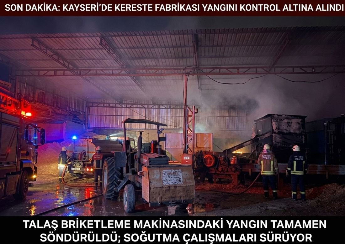 Kayseri Melikgazi’de kereste fabrikasında yangın! Talaş makinesi alevlere teslim oldu