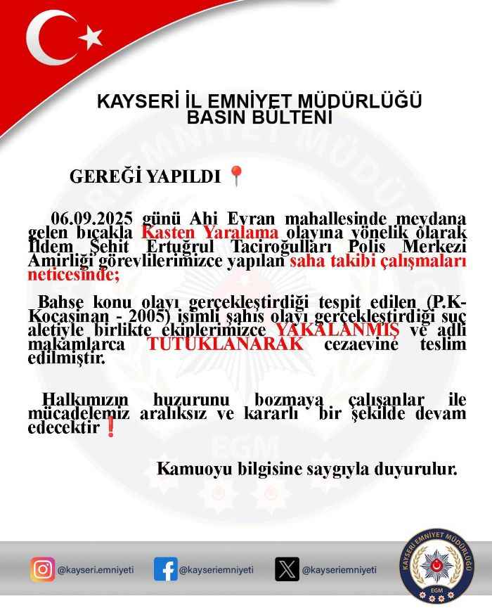 kayserinin-ahi-evran-mahallesinde-meydana-gelen-bicakli-yaralama-olayinin-suphelisi-pk-2005-kocasinan-dogumlu-polis-ekiplerince-suc-aletiyle-birlikte-yakalandi-zanli-cikarildigi-mahkemece-tutuklanarak-cezaevine-teslim-edildi