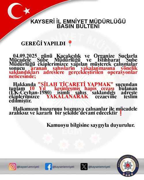 kayseri-kom-ekipleri-silah-kacakciligi-sucundan-hakkinda-10-yil-kesinlesmis-hapis-cezasi-bulunan-ikyi-yakalayarak-cezaevine-teslim-etti