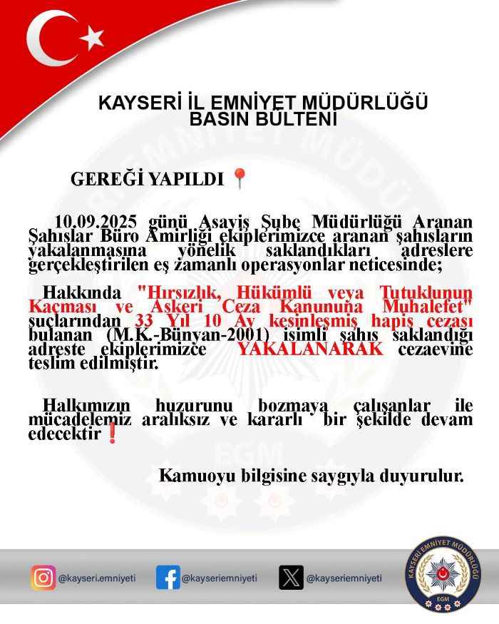 kayseride-33-yil-10-ay-kesinlesmis-hapis-cezasi-bulunan-firari-mk-polisin-duzenledigi-operasyonla-saklandigi-adreste-yakalanarak-cezaevine-teslim-edildi