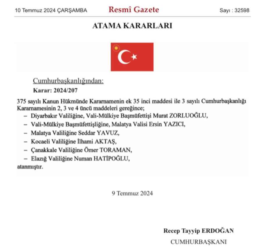 resmi-gazetede-yayimlanan-cumhurbaskanligi-atamalarina-gore-diyarbakir-malatya-kocaeli-canakkale-ve-elazig-valiliklerine-yeni-isimler-atandi
